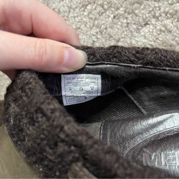 Merrell Womens Luxe Knit Bitter Chocolate Studded Leather Slip-On Shoe Clog - Picture 8 of 10